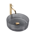 REA-U9671 - Nadgradni umivaonik na ploču CRISTAL, promjer 35,5 cm, staklo/dimno siva