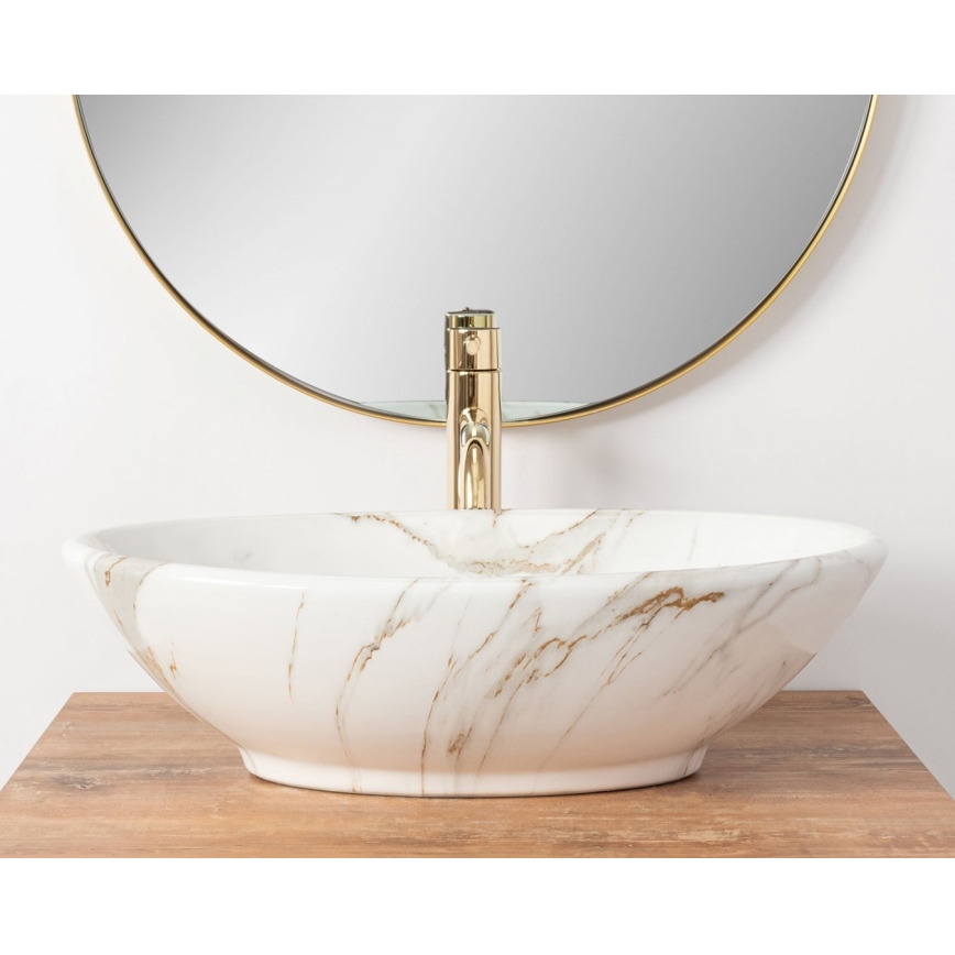 REA-U9685 - Nadgradni umivaonik PAMELA 33x53 cm keramika/mramorni dekor