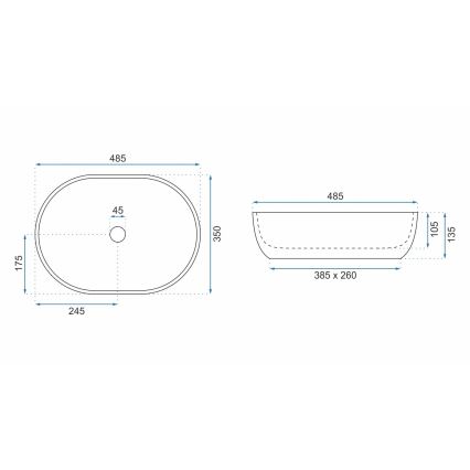 REA-U9888  - Nadpultni umivaonik LARA 35 x 48,5 cm keramika/imitacija kamena