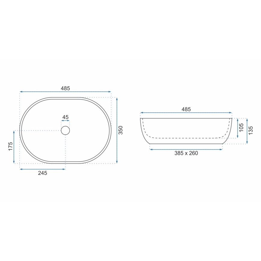 REA-U9888  - Nadpultni umivaonik LARA 35 x 48,5 cm keramika/imitacija kamena