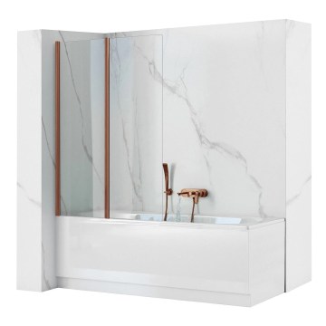 REA-W5696 - Sklopivi paravan za kadu AGAT 140x80 cm brušeni bakar/prozirno staklo