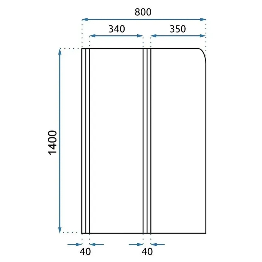 REA-W5696 - Sklopivi paravan za kadu AGAT 140x80 cm brušeni bakar/prozirno staklo