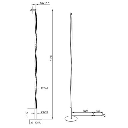 Reality - LED Prigušiva podna lampa SPIN LED/10,5W/230V