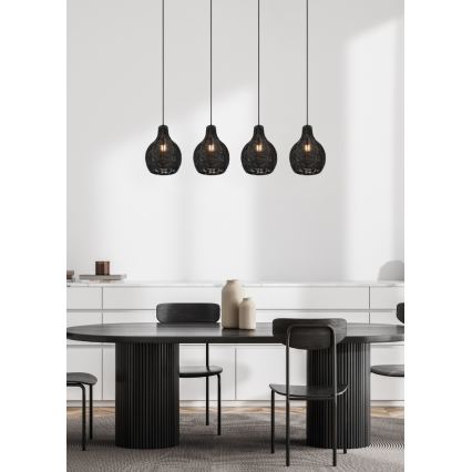 Reality - Luster na kabelu SPROUT 4xE14/30W/230V crna/ratan