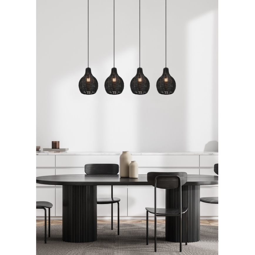 Reality - Luster na kabelu SPROUT 4xE14/30W/230V crna/ratan