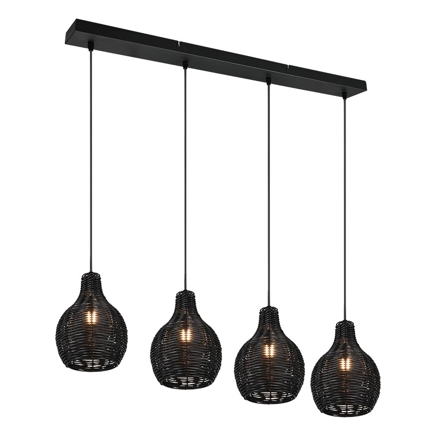 Reality - Luster na kabelu SPROUT 4xE14/30W/230V crna/ratan