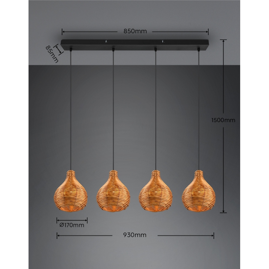 Reality - Luster na sajli SPROUT 3xE14/40W/230V smeđa/ratan
