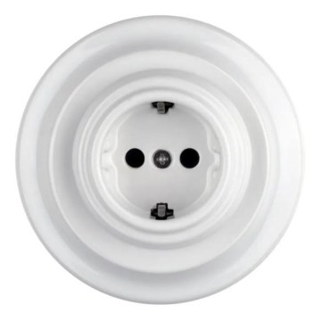 Reblig - Porculanska retro kućna utičnica s okvirom SCHUKO 250V/16A bijela