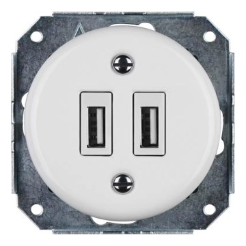 Reblig - Porculanska retro USB utičnica za napajanje bez okvira 2x USB-A bijela