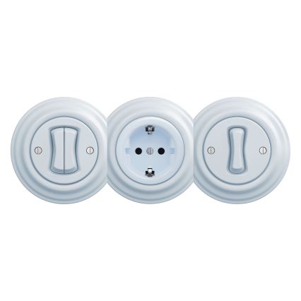 Reblig - Retro kućna utičnica bez okvira SCHUKO 230V/16A, plava