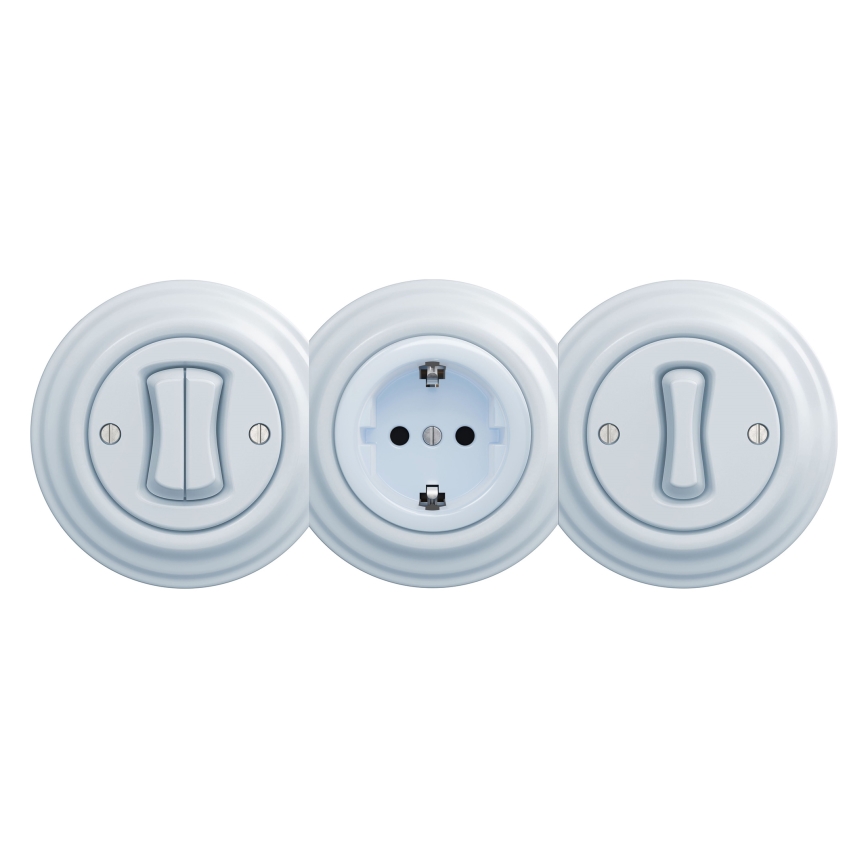 Reblig - Retro kućna utičnica bez okvira SCHUKO 230V/16A, plava