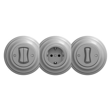 Reblig - Retro kućna utičnica bez okvira SCHUKO 230V/16A siva