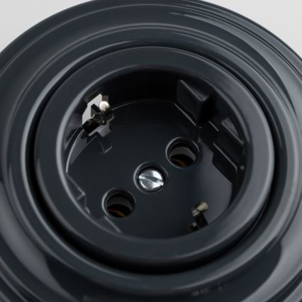 Reblig - retro kućna utičnica s okvirom SCHUKO 230V/16A antracit