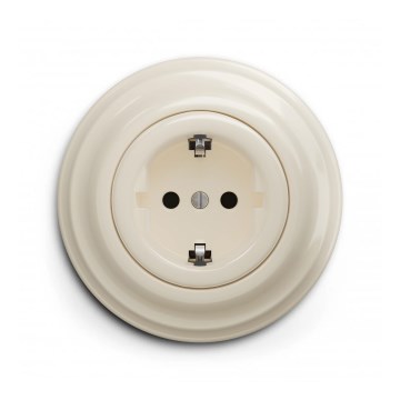 Reblig - Retro kućna utičnica s okvirom SCHUKO 230V/16A, bež