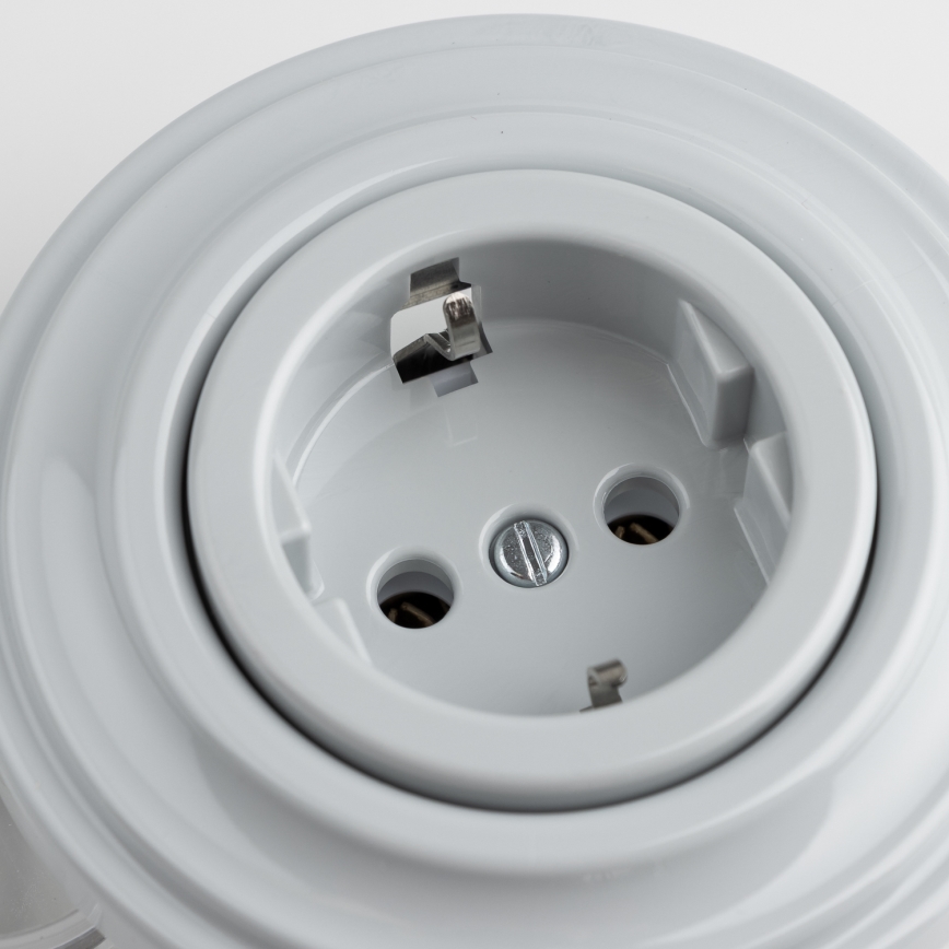 Reblig - Retro kućna utičnica s okvirom SCHUKO 230V/16A siva