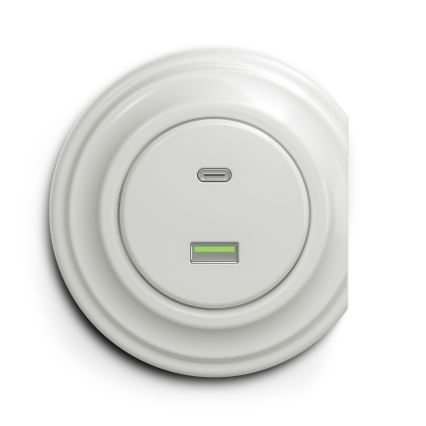 Reblig - Retro USB A+C utičnica bez okvira, keramička bijela