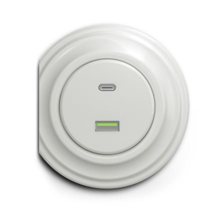 Reblig - Retro USB A+C utičnica bez okvira, keramička bijela