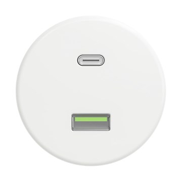 Reblig - Retro USB utičnica A+C bez okvira snježno bijela