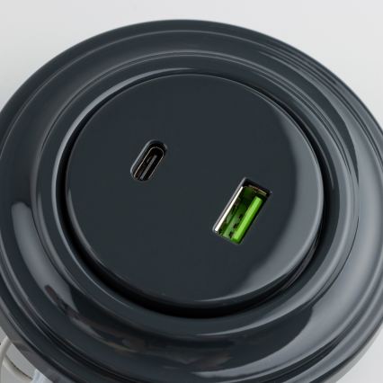 Reblig - Retro USB utičnica A+C s antracitnim okvirom