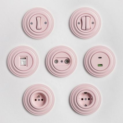 Reblig - Retro USB utičnica A+C s okvirom u boji starog ruža