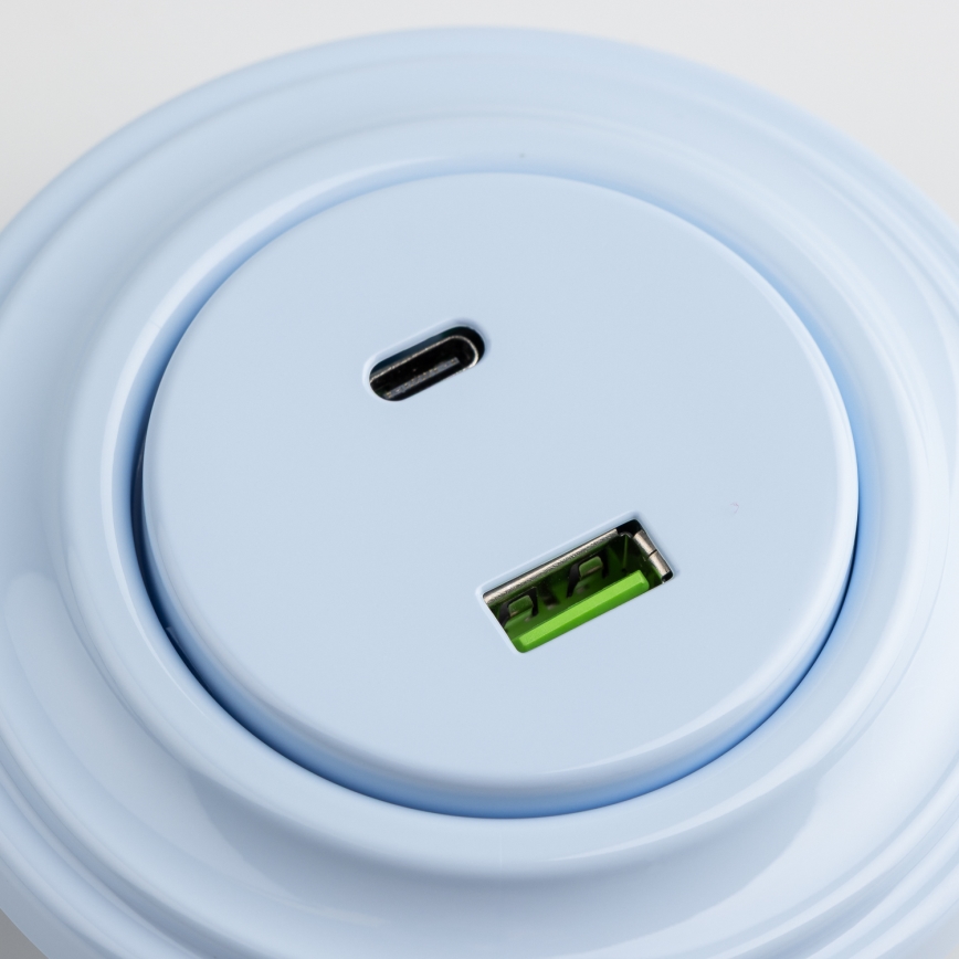 Reblig - Retro USB utičnica s USB-A i USB-C priključcima i okvirom, plava