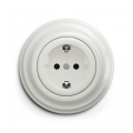 Reblig - Retro zidna utičnica s okvirom SCHUKO 230V/16A keramička bijela