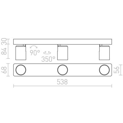 RED - Design Rendl - R12078 - Reflektorska svjetiljka DUGME 3xGU10/35W/230V