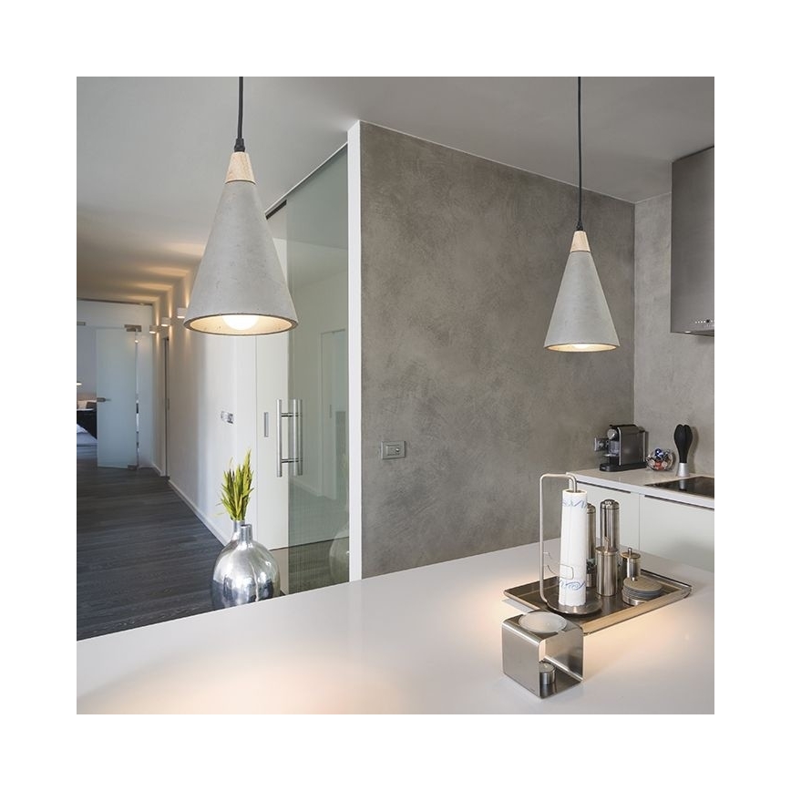 RED - Design Rendl - R12380 - Luster na sajli HEIDI 1xE27/28W/230V beton/drvo