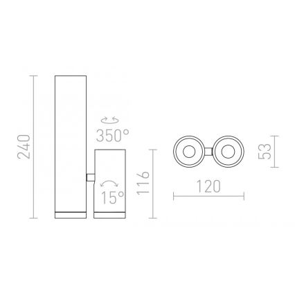 RED - Design Rendl - R12499 - LED Reflektorska svjetiljka BOGARD 2xLED/5W/230V