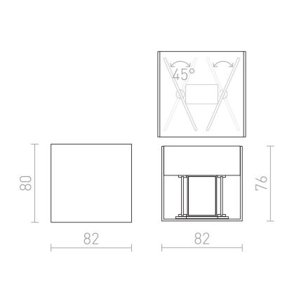 RED - Design Rendl - R12556 - LED Vanjska zidna svjetiljka CARRE 2xLED/3W/230V IP54