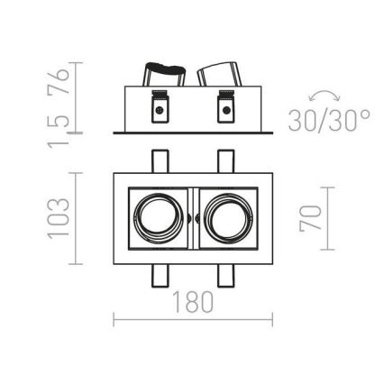 RED - Design Rendl - R12857 - LED Ugradbena svjetiljka BONDY 2xLED/7W/230V