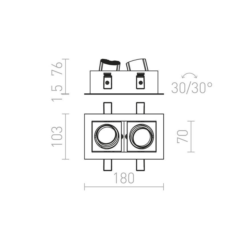 RED - Design Rendl - R12857 - LED Ugradbena svjetiljka BONDY 2xLED/7W/230V