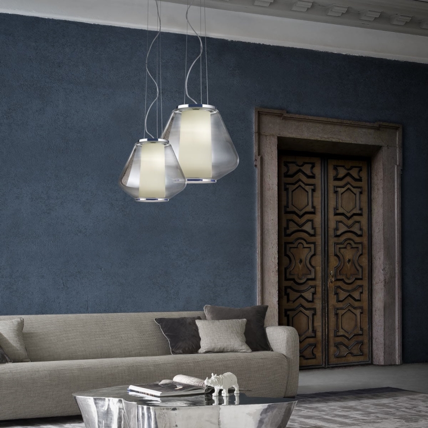 Redo 01-1139 - Luster na sajli FUSION 1xE27/42W/230V Ø 30 cm sjajni krom/dimljeno