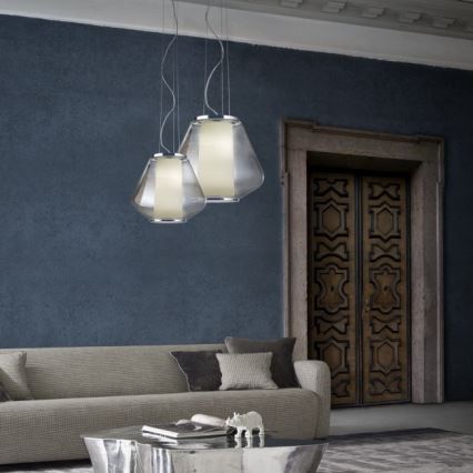Redo 01-1140 - Luster na sajli FUSION 1xE27/42W/230V pr. 38 cm siva