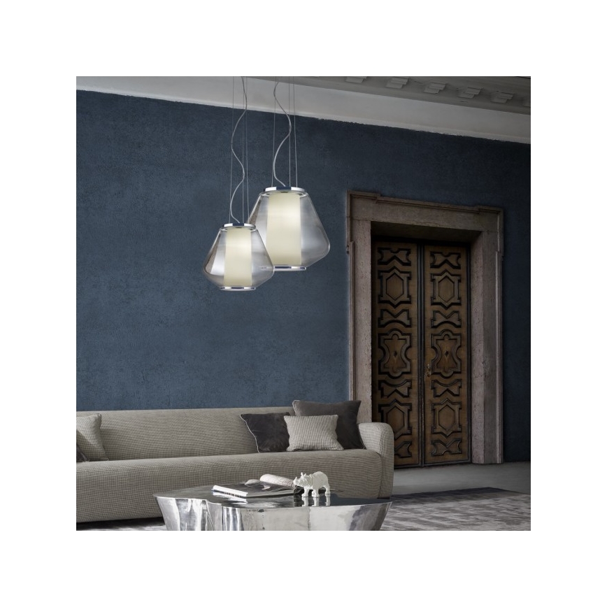 Redo 01-1140 - Luster na sajli FUSION 1xE27/42W/230V pr. 38 cm siva
