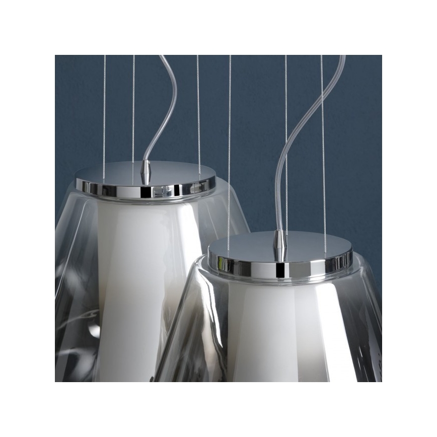 Redo 01-1140 - Luster na sajli FUSION 1xE27/42W/230V pr. 38 cm siva