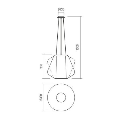 Redo 01-1140 - Luster na sajli FUSION 1xE27/42W/230V pr. 38 cm siva