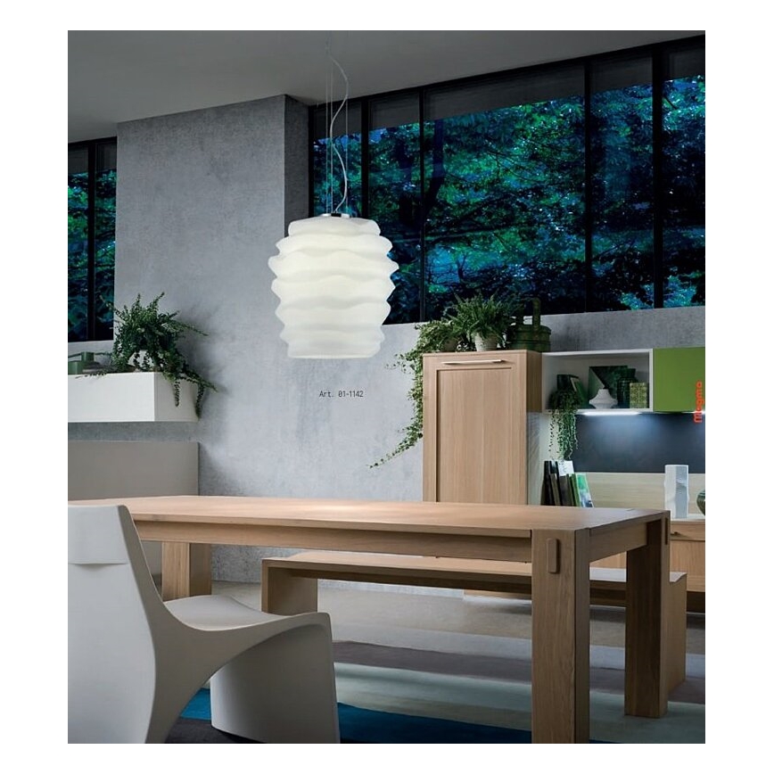 Redo 01-1142 - Luster na sajli MAGMA 1xE27/42W/230V Ø 38 cm sjajni krom/bijela
