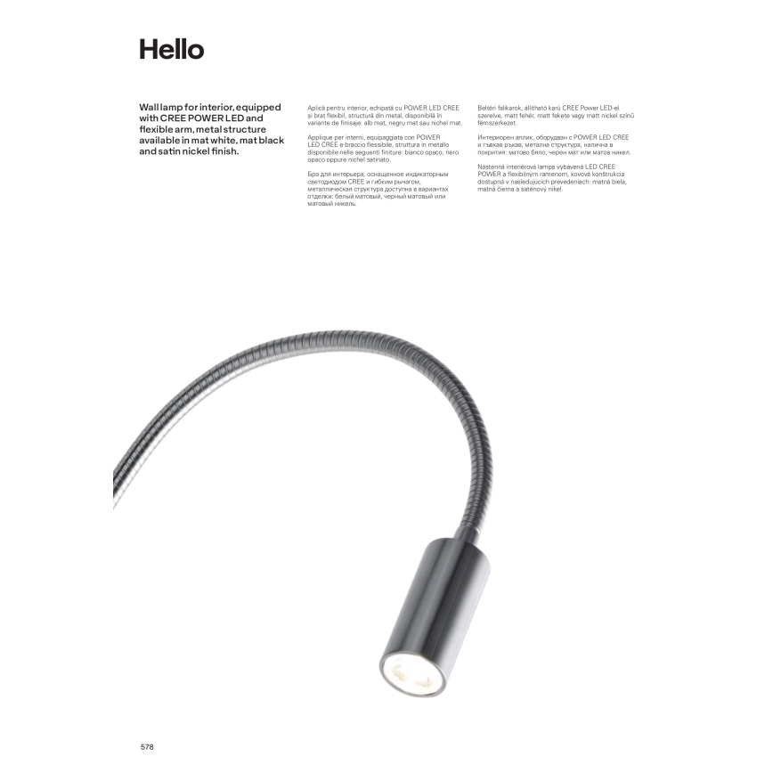 Redo 01-1193 - LED Fleksibilna lampica HELLO LED/3W/230V bijela