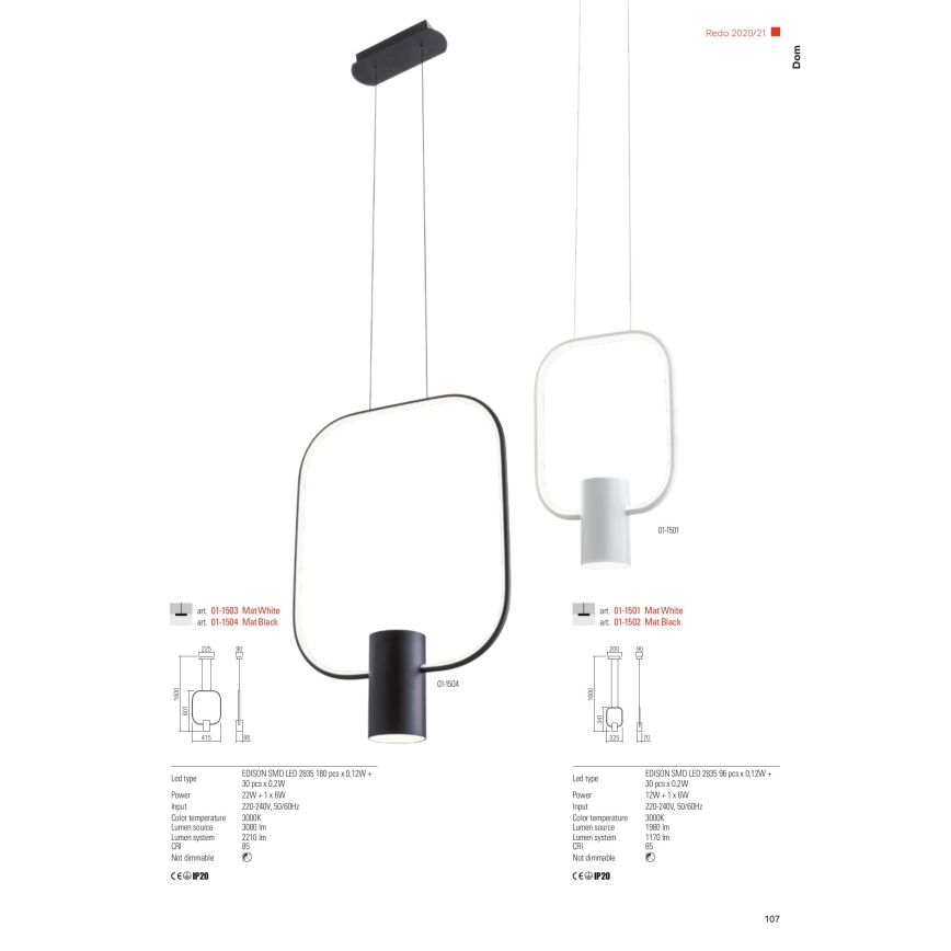 Redo 01-1227 - LED stolna lampa s prigušavanjem DOM LED/21W/230V crna