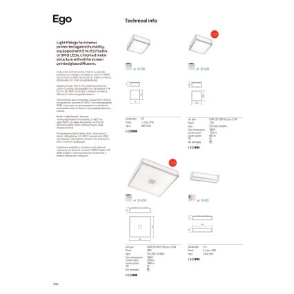 Redo 01-1236 - LED stropno svjetlo za kupaonicu EGO LED/12W/230V IP44 sjajni krom