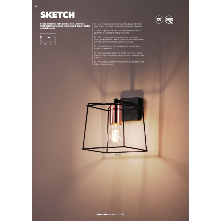 Redo 01-1265 - Luster na sajli SKETCH 3xE27/42W/230V pauk