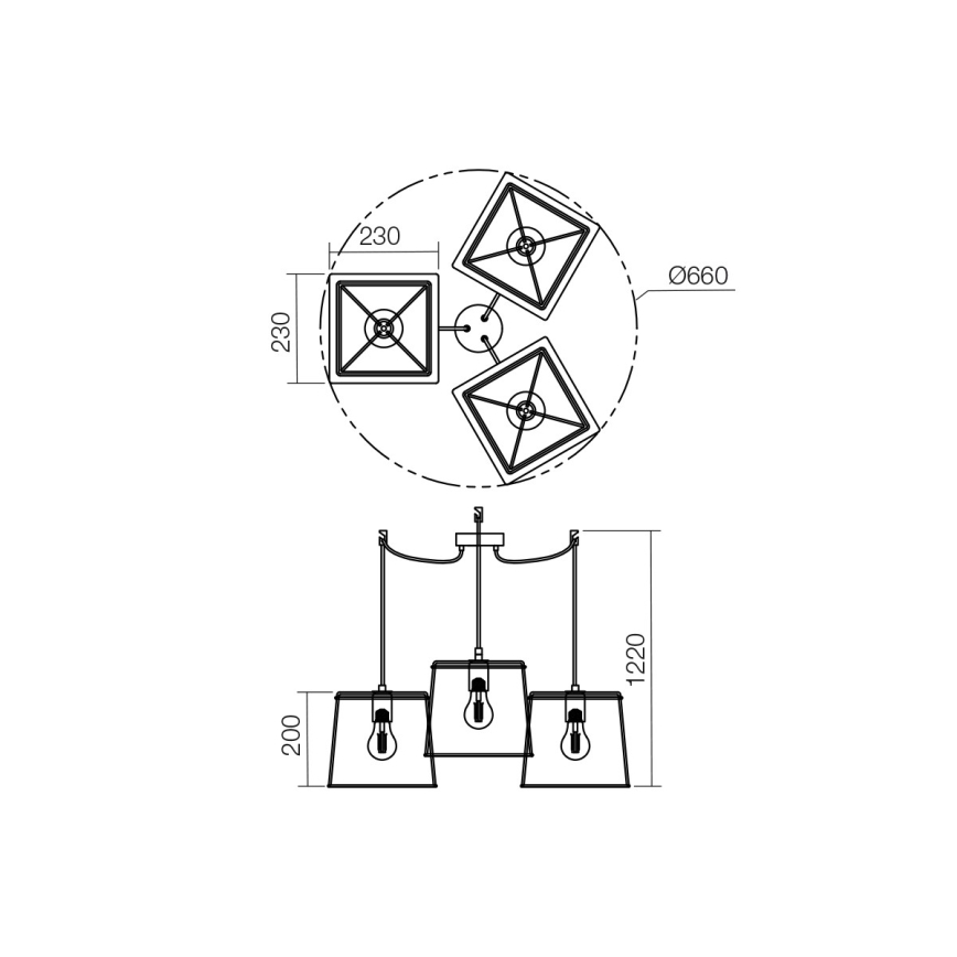 Redo 01-1265 - Luster na sajli SKETCH 3xE27/42W/230V pauk