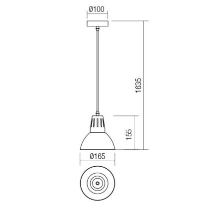 Redo 01-1279 - Viseći luster na sajli PEEP 1xE27/42W/230V, Ø 16,5 cm, crni