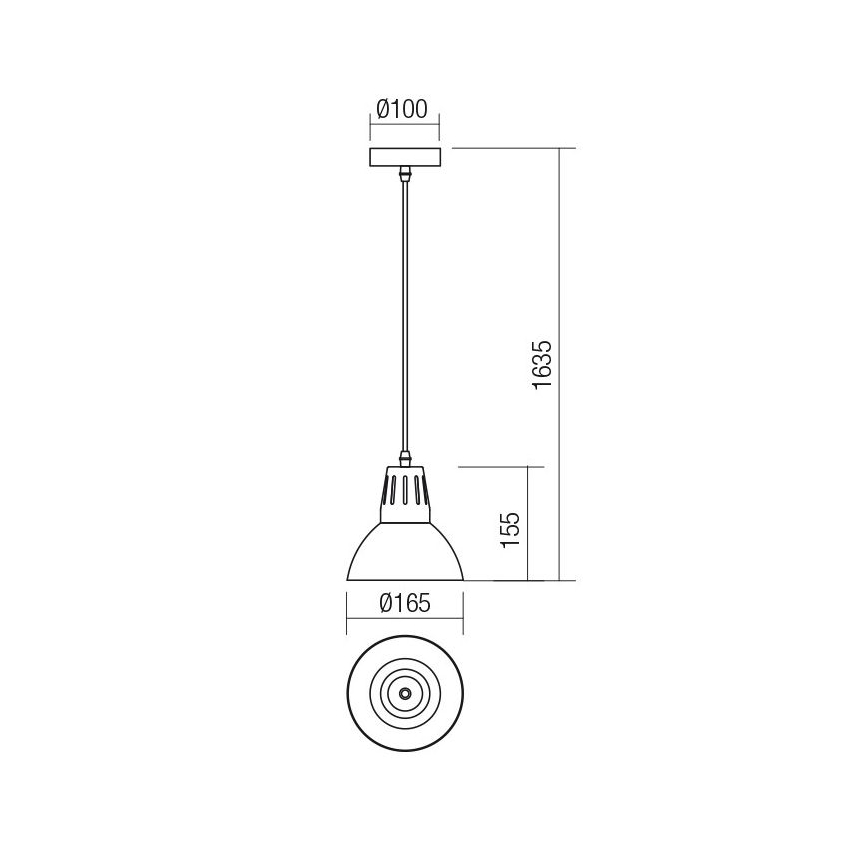 Redo 01-1279 - Viseći luster na sajli PEEP 1xE27/42W/230V, Ø 16,5 cm, crni