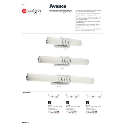 Redo 01-1431 - LED Zidna svjetiljka AVANCE LED/14W/230V 63 cm bijela