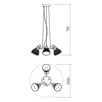 Redo 01-1450 - Luster na sajli RIDGE 3xE27/60W/230V