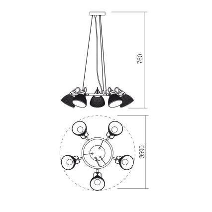 Redo 01-1451 - Luster na sajli RIDGE 5xE27/60W/230V