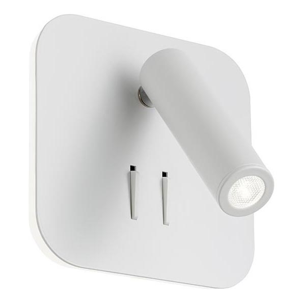 Redo 01-1491 - LED zidna svjetiljka QUDA LED/6W/230V + LED/3W CRI 90 USB bijela