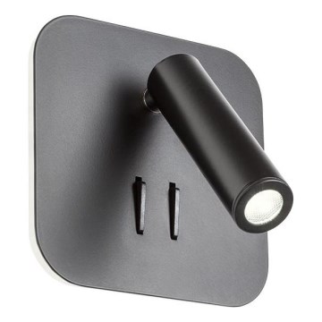 Redo 01-1492 - LED zidna svjetiljka QUDA LED/6W/230V + LED/3W CRI 90 crna